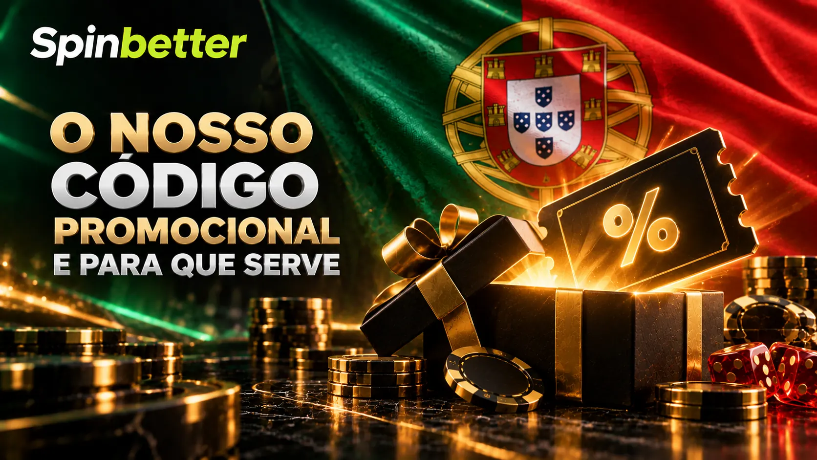 Cupão promocional com o símbolo de percentagem sobre uma caixa de oferta