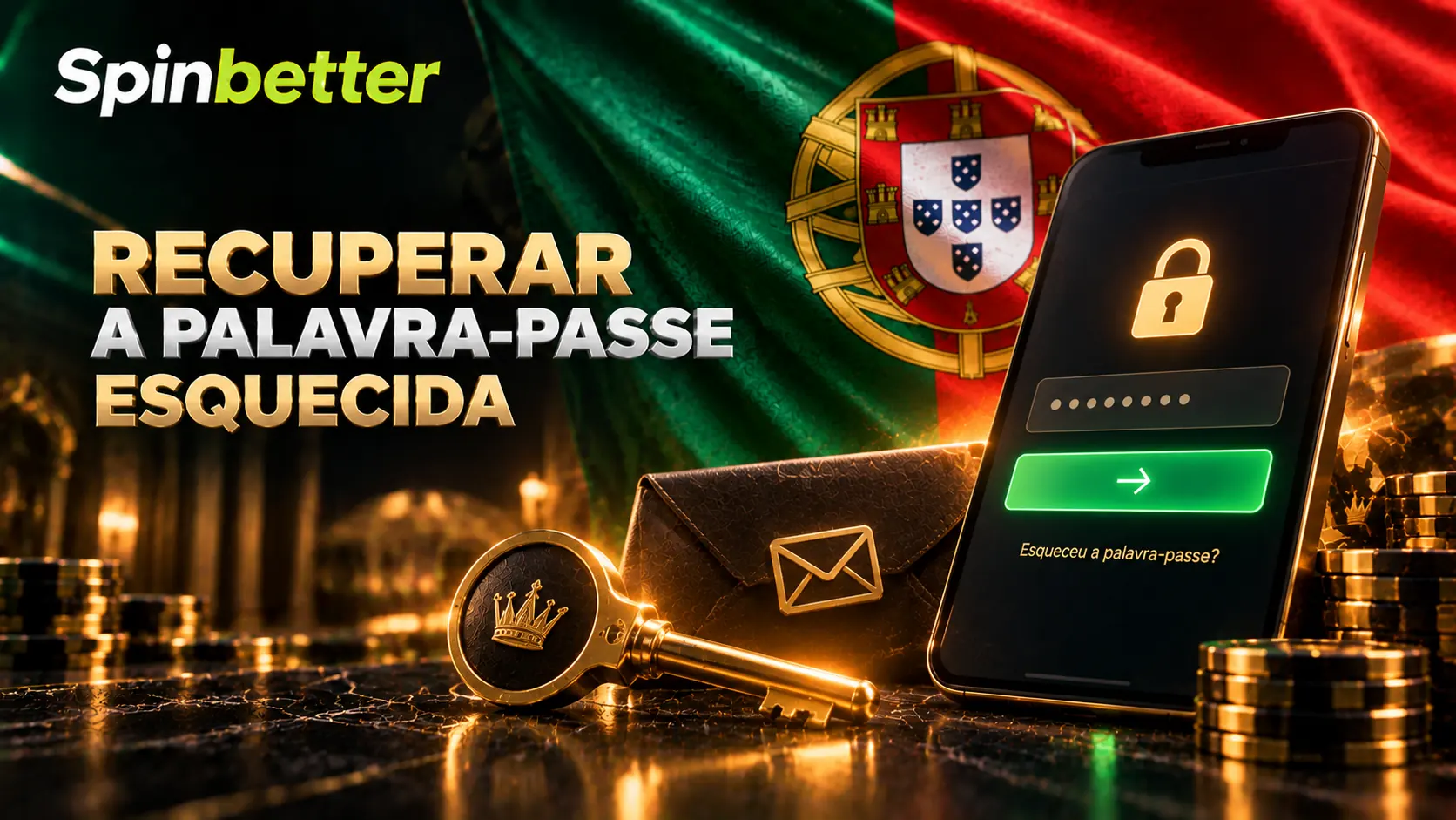 Ecrã de recuperação de palavra-passe com cadeado e chave no telemóvel