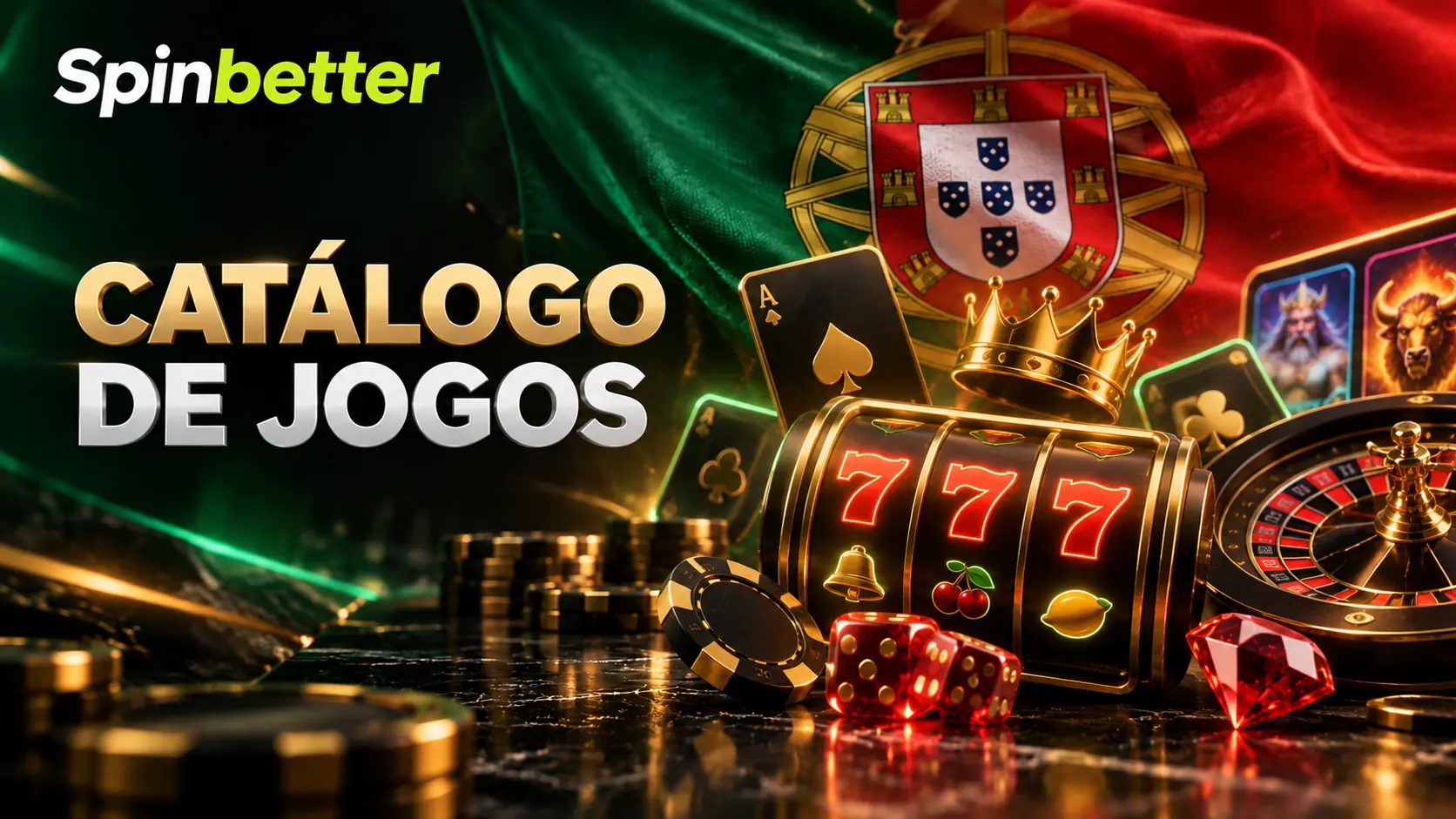 Catálogo de jogos de casino com separadores de slots, mesas e jackpots